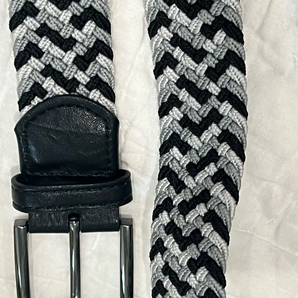 Black and White stretch Braided Belt - Picture 2 of 2
